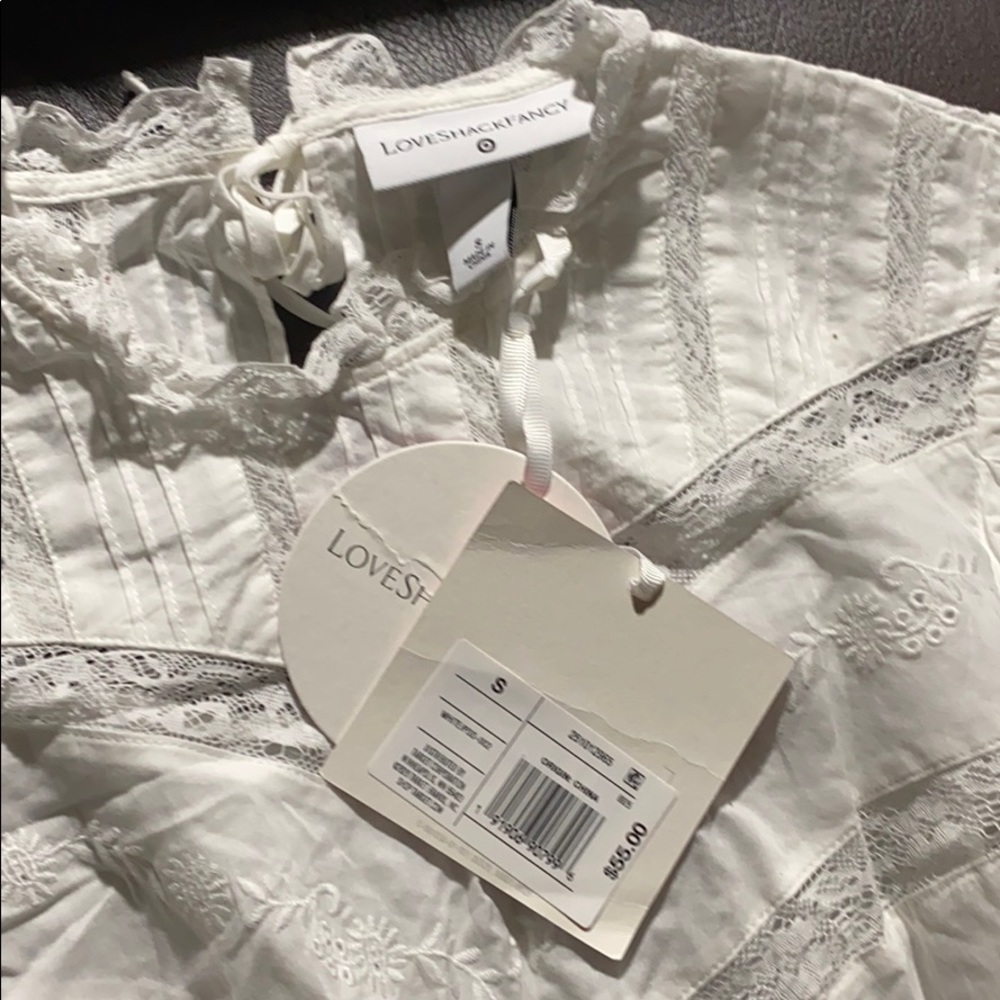 LoveShackFancy white 3/4 sleeve dress size S